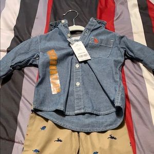 NWT Carters 12M button up shirt and pant set